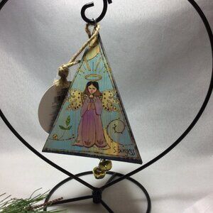 Painted Peace 3-Sided Triangle Bell Ornament by Stephanie Burgess
